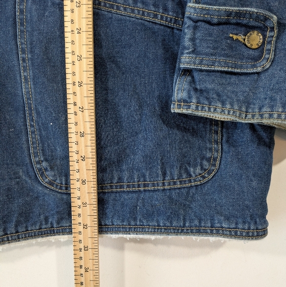 Vintage Avant Garde Men's Blue Denim Jacket Coat with Sherpa Lining Size  XL - Picture 8 of 16